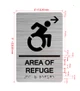 Area Of Refuge Right Arrow With Sign with Raised Letters Safety Sign