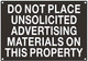 DO NOT Place UNSOLICITED Advertisement Material ON This Property  SignageBlack,