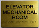 Elevator Mechanical Room  Signage-