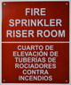 Sign FIRE Sprinkler Riser Room Bilingual