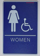 ADA Women Accessible Restroom sinage with Braille and Double Sided Tap