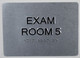 Sign EXAM Room 5  with Tactile Text and Braille
