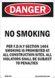 Sign  DOB - NO SMOKING WORK SITE PER FDNY SECTION 1404