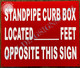 HPD SIGN Standpipe Curb Box Located Opposite This
