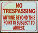 FD Sign NO TRESPASSING Anyone Beyond This Point