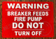 HPD Sign  Warning: Breaker Feeds FIRE Pump DO NOT Turn Off