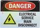 FD Danger:Electrical Service Main Disconnect Sign
