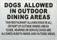 DOGS ALLOWED IN OUTDOOR DINING AREA SIGNAGE