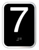 Elevator floor number 7 sign- Elevator Jamb Plate 7 ( 3x4, cast Iron, Black, Double sided tape)