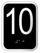 Elevator floor number 10 sign- Elevator Jamb Plate 10 ( 3x4, cast Iron, Black, Double sided tape)