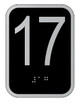 Elevator floor number 17 sign- Elevator Jamb Plate 17 ( 3x4, cast Iron, Black, Double sided tape)