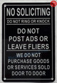 NO SOLICITING DO NOT RING OR KNOCK Signage