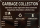 GARBAGE COLLECTION DAYS SIGN
