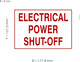 Sign ELECTRICAL POWER SHUT OFF Decal/STICKER