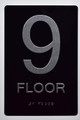 Sign Black Floor number  -Tactile Graphics Grade 2 Braille Text with raised letters