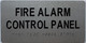 Sign FIRE ALARM CONTROL PANEL  Raised letters & Grade 2 Braille - Includes Red Adhesive pad for Easy Installation ( silver Color, Tacticle , Aluminium) - The Sensation line