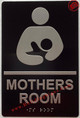Sign MOTHERS ROOM  Raised letters & Grade 2 Braille - Includes Red Adhesive pad for Easy Installation ( BLACK Color, Tacticle , Aluminium) - The Sensation line
