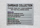 NYC HPD GARBAGE COLLECTION DAYS COMPLIANCE SIGN