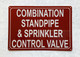 COMBINATION STANDPIPE AND SPRINKLER CONTROL VALVE SAFETY SIGN