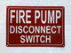NYC FIRE PUMP MAIN DISCONNECT SWITCH SIGN