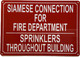 NYC SIAMESE CONNECTION FOR FIRE DEPARTMENT SPRINKLERS THROUGHOUT BUILDING SIGN