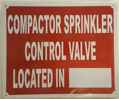 Comp Control Tn Sign COMPACTOR ROOM CONTROL VALVE SIGN ( Reflective,RUST Free Aluminium ...