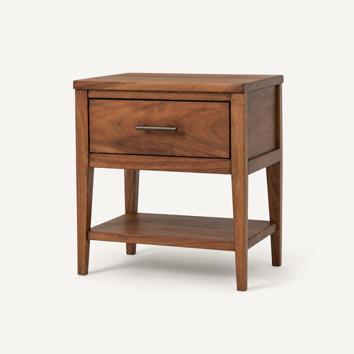 Solid Wood Nightstand, One Drawer