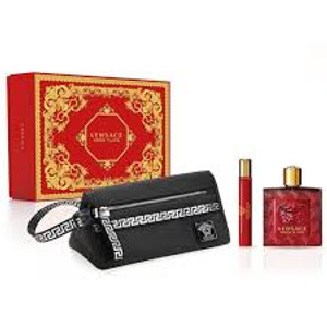 GIFT SET: Versace Eros Flame Eau de Parfum 100ml Coffret (TROUSSE STYLE MAY VARY) The Versace Eros Flame Eau de Parfum 100ml Coffret contains two different sizes of the iconic fragrance and a luxurious pouch. Versace Eros Flame Eau de Parfum for Men 100ml Versace Eros Flame Eau de Parfum for Men 10ml Versace Pouch (TROUSSE STYLE MAY VARY)

Versace Eros Flame Eau de Parfum for Men is a woody spicy fragrance that declares confidence and passion. The perfume conveys an important message about the dignity of love and the power of diversity through its fragrance notes. It opens with both refreshing and spicy notes of mandarin orange, chinotto and lemon coupled with rosemary and black pepper. Then, a heart of pepper combined with geranium and rose add a floral dimension that precedes the woody base notes of texas cedar and sandalwood together with tonka bean, patchouli, oakmoss and the sweet vanilla. Featuring noble and elegant ingredients, the formula combines contrasting notes in order to present a unique, unforgettable scent.