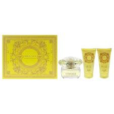This Gift Set Includes a 1.7 oz EDT Spray, a 1.7 oz Body Lotion and a 1.7 oz Shower Gel all packaged in a hard box. Versace Yellow Diamond is a fruity floral scent.

Versace Yellow Diamond Eau de Toilette... Pure as sunlight, an extraordinary bright hue that radiates with a fiery intensity, sparkling the way only a diamond can.

Fragrance Family
Floral
Scent Type
Floral
Fruity
Woody
Key Notes
Top - Citron from Diamante, Pear Sorbet, Neroli, Bergamot
Middle - Nymphea, Freesia, Orange Blossom, Mimosa
Base - Amber Wood, Palo Santo, Musk




VERSACE YELLOW DIAMOND 3PC SET
