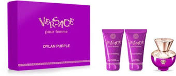 Versace Pour Femme Dylan Purple by Versace is a Floral Fruity fragrance for women. This is a new fragrance. Versace Pour Femme Dylan Purple was launched in 2022.

Top notes: Pear, Bitter Orange and Bergamot

Middle notes: Freesia, Pomarose and Mahonial

Base notes: Ambroxan, Iso E Super, Sylk Olide, Virginia Cedar and Belambra tree

Gift Set Includes: 1.7 fl. oz. Eau de Parfum Spray, 1.7 fl. oz. Perfumed Body Lotion, 1.7 fl. oz. Perfumed Bath & Shower Gel

3pc Dylan Purple Eau de Parfum Gift Set by Versace