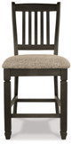 Tyler Creek - Upholstered Barstool (Set of 2) - Black / Grayish Brown