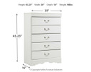 Anarasia - Five Drawer Chest - White