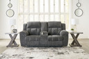 Frohn - Dbl Reclining Loveseat With Console - Fabric - Graphite