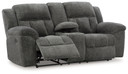 Frohn - Dbl Reclining Loveseat With Console - Fabric - Graphite