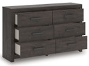 Prendonea - Six Drawer Dresser - Charcoal