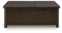Breckington - Cocktail Table With Storage - Dark Brown