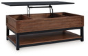 Kallari - Lift Top Cocktail Table - Warm Brown / Black