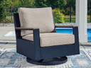 East Beach - Swivel Glider Chair With Cushion - Blue