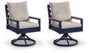 East Beach - Swivel Chair With Cushion (Set of 2) - Blue