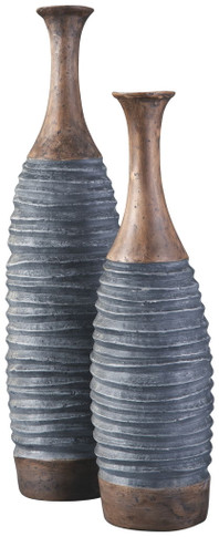 BLAYZE - Antique Gray / Brown - Vase Set (Set of 2)