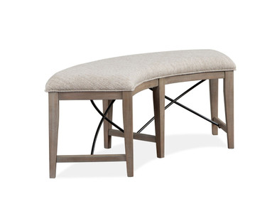 Paxton Place - Curved Bench With Upholstered Seat - Dovetail Gray