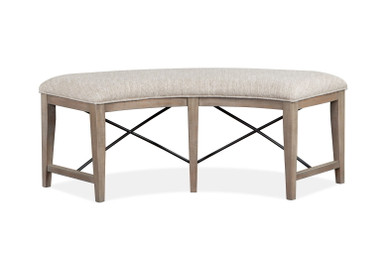 Paxton Place - Curved Bench With Upholstered Seat - Dovetail Gray