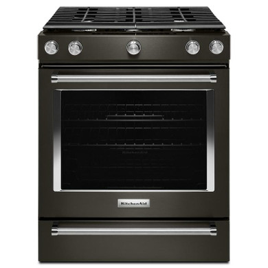Kitchenaid® 30-Inch 5-Burner Gas Slide-In Convection Range KSGG700EBS