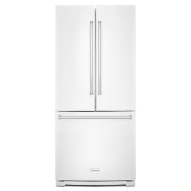 Kitchenaid® 20 cu. Ft. 30-Inch Width Standard Depth French Door Refrigerator with Interior Dispense KRFF300EWH