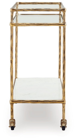 Plattfield - Antique Gold Finish - Bar Cart