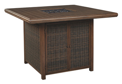 Paradise Trail - Medium Brown - Square Bar Table w/Fire Pit