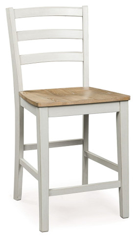 Purlaney - Antique White / Natural - Barstool (Set of 2)