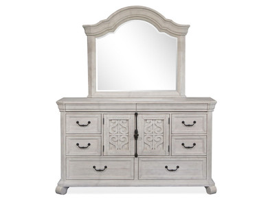 Bronwyn - Drawer Dresser With Shaped Mirror - Alabaster