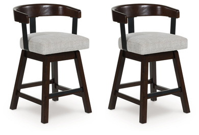 Haddigan - Upholstered Swivel Barstool (Set of 2) - Dark Brown