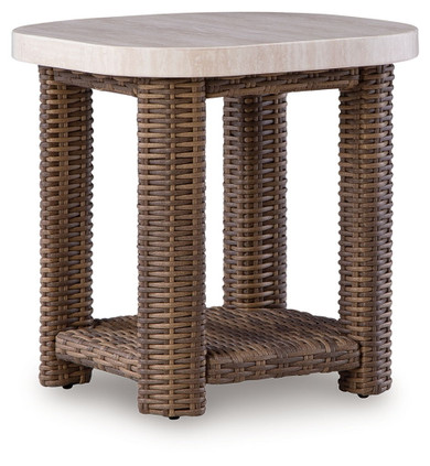 Dolan Creek - Square End Table - Beige / Brown